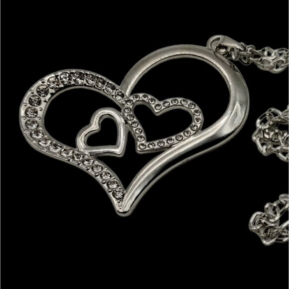 NEW HEART RHINESTONE STATEMENT VALENTINE'S DAY NECKLACE - Picture 4 of 10